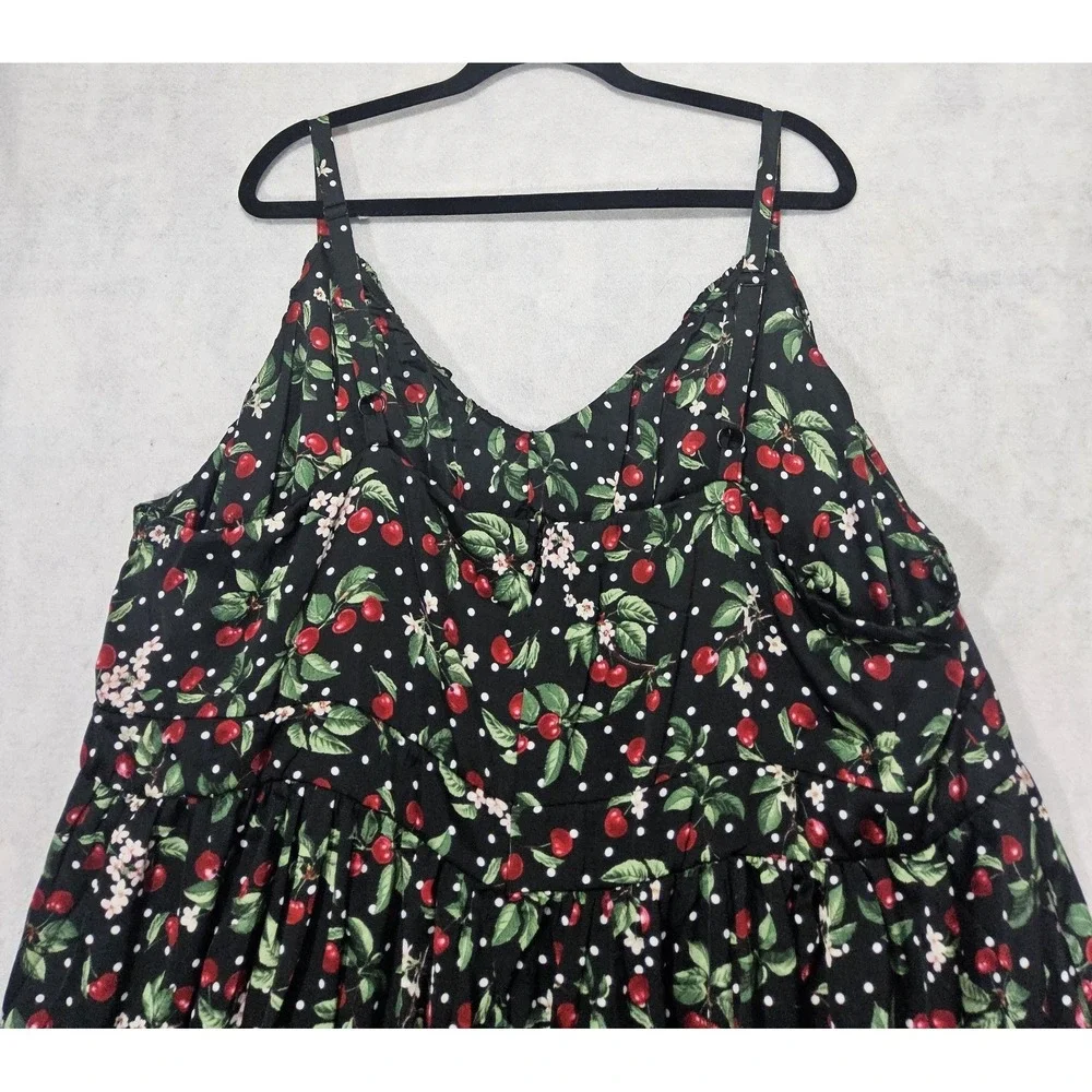 Retro Chic Torrid Dress 30 6X NEW Cherry Swing Chiffon Baby Doll Full Spring Red - Picture 8 of 12
